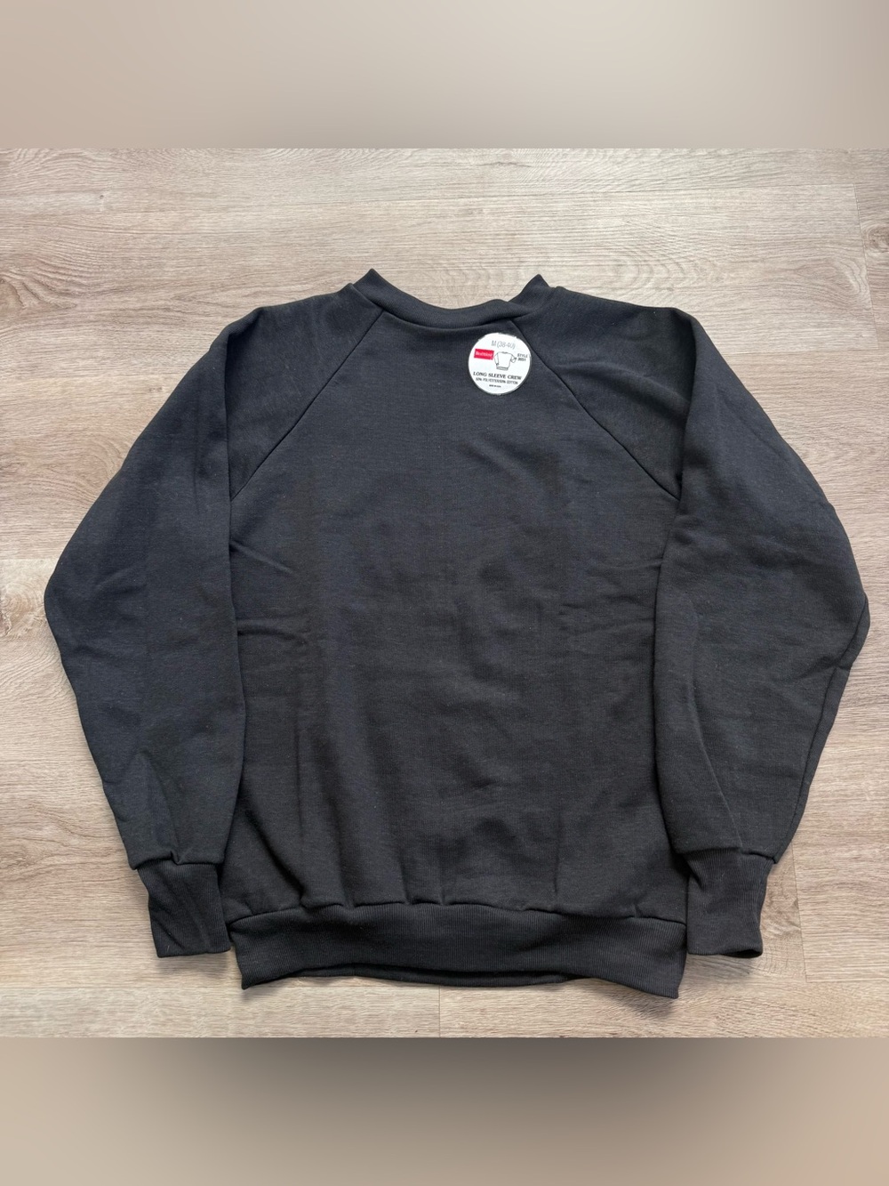NOS Vintage Healthknit Black Cotton Blend Blank Sweatshirt Men Size M USA Made